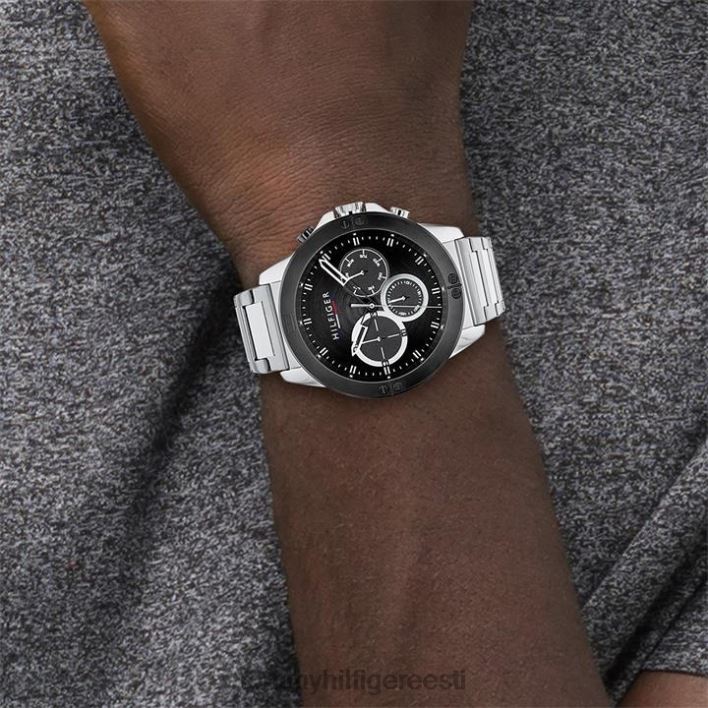 meeste musta sihverplaadiga käekell RJV6219887 hõbedane Tommy Hilfiger