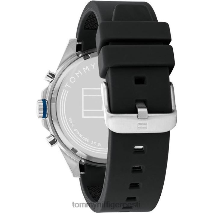 meeste roostevabast terasest silikoonkell RJV6219943 must Tommy Hilfiger