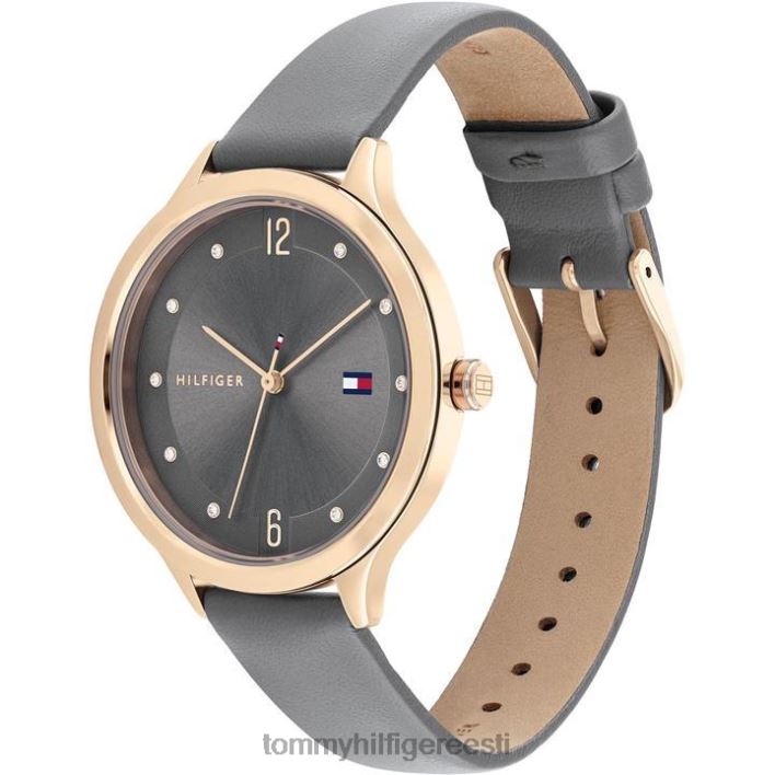 naiste päikesekiirguse sihverplaat ja nahkrihmaga käekell RJV6220269 hall Tommy Hilfiger