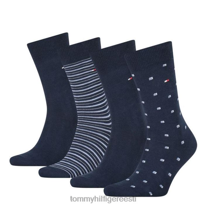tommy 4 paki triibulised plekist sokid RJV6219714 must Tommy Hilfiger