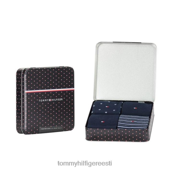 tommy 4 paki triibulised plekist sokid RJV6219714 must Tommy Hilfiger
