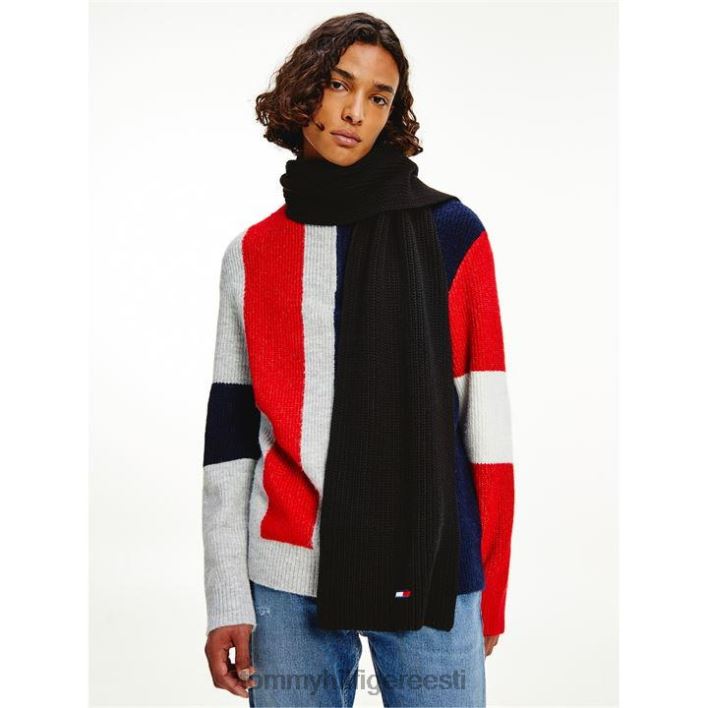 tommy jeans põhi ribi sall RJV6220855 must Tommy Hilfiger