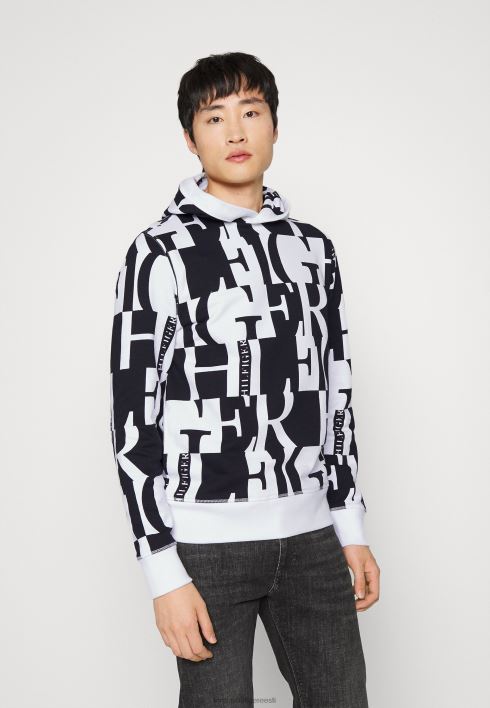 blokeeritud kapuutsiga dressipluus RJV627968 kõrbetaevas/valge Tommy Hilfiger