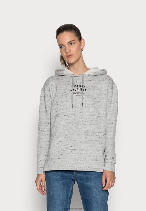 lõdvestunud tekstiga flokkmustriga hoodie dressipluus RJV625398 helehall kanarbik Tommy Hilfiger