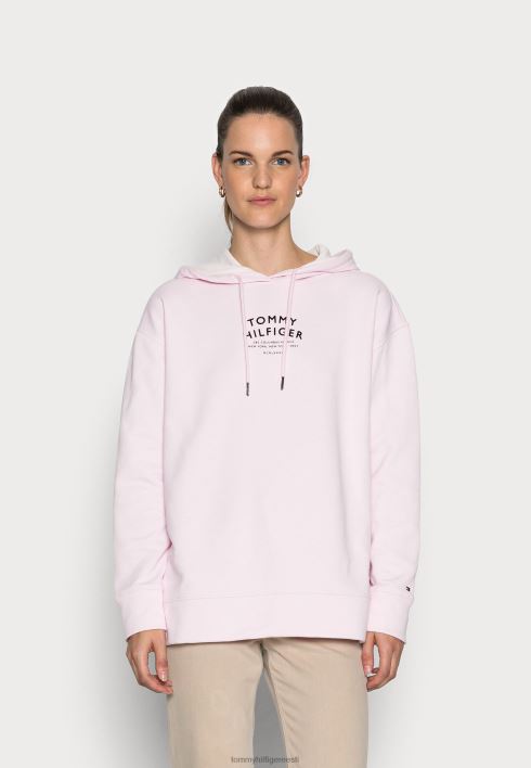 lõdvestunud tekstiga flokkmustriga hoodie dressipluus RJV625576 heleroosa Tommy Hilfiger
