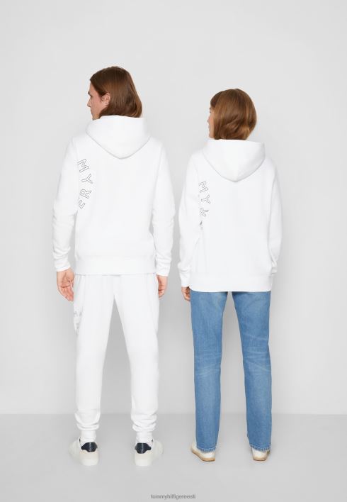 ümmargune graafiline kapuutsiga unisex dressipluus RJV624148 valge Tommy Hilfiger