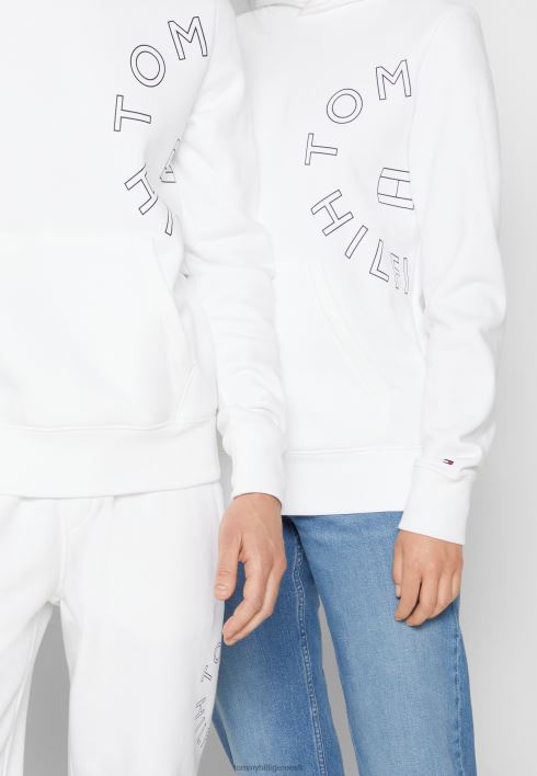 ümmargune graafiline kapuutsiga unisex dressipluus RJV624148 valge Tommy Hilfiger