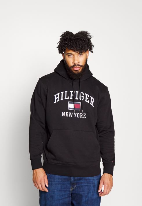 moodne ülikooli kapuutsiga dressipluus RJV624850 must Tommy Hilfiger