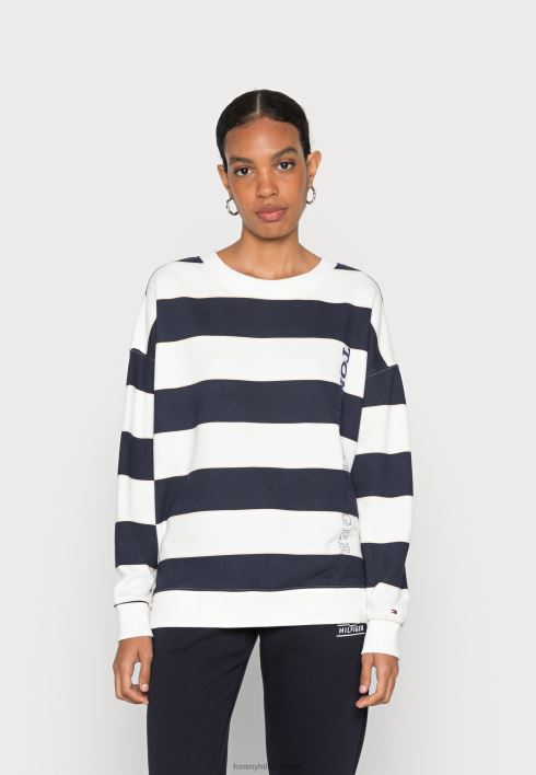 ragbi avatud kaelaga dressipluus RJV624096 taevas / ecru Tommy Hilfiger