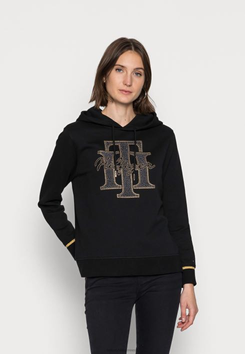 tavaline kristallist kapuutsiga dressipluus RJV628137 must Tommy Hilfiger