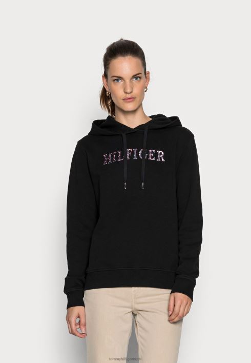 tavalise sulgedega mustriga hoodie dressipluus RJV628265 must Tommy Hilfiger