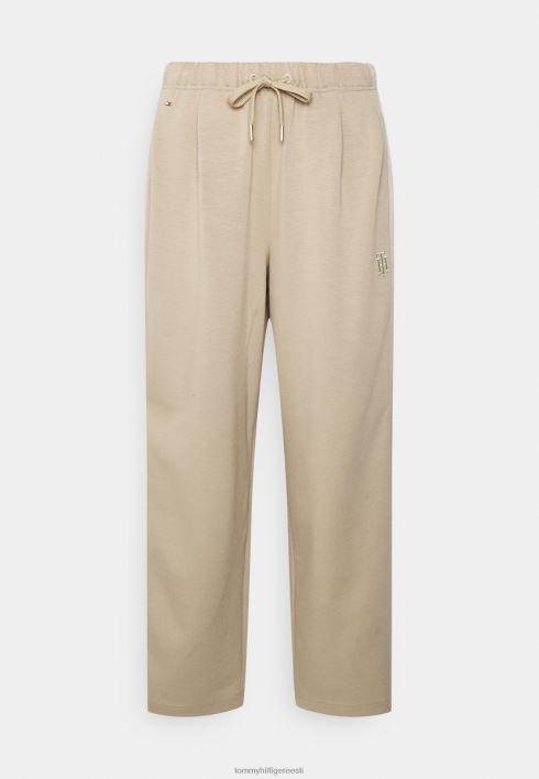 lõdvestunud interlockpandiga dressipüksid RJV625192 beež Tommy Hilfiger