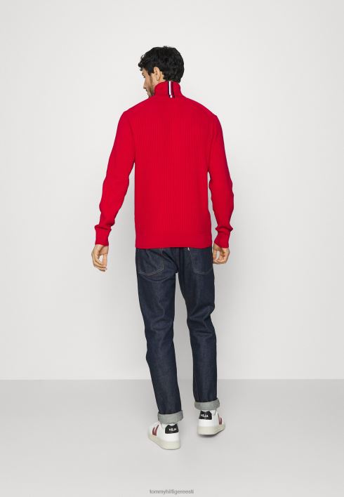 ruudustiku struktuur rullkaelusega hüppaja RJV628101 punane Tommy Hilfiger