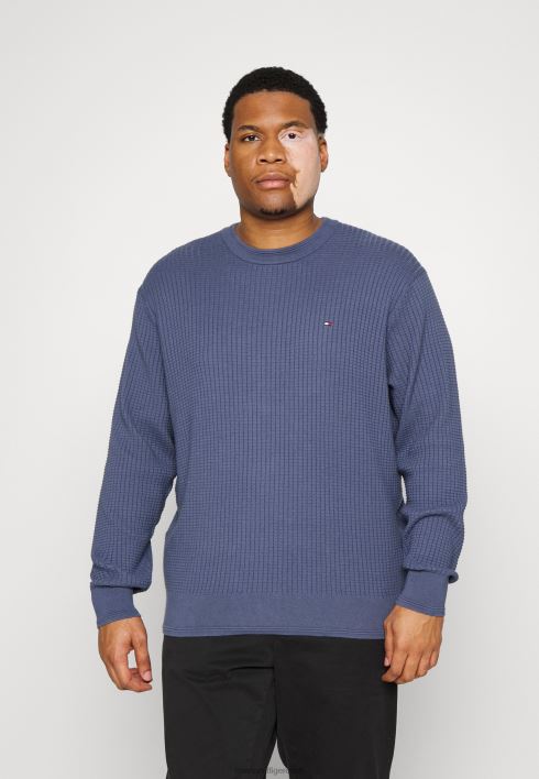 võrgustruktuuri meeskonnakaelusega hüppaja RJV624940 pleekinud indigo Tommy Hilfiger