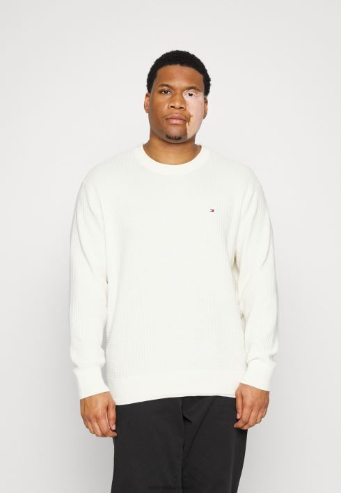 võrgustruktuuri meeskonnakaelusega hüppaja RJV625942 elevandiluust Tommy Hilfiger