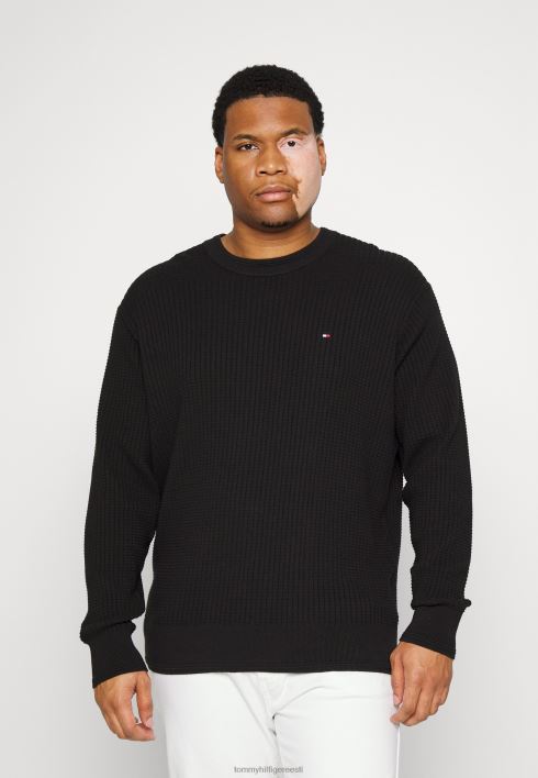 võrgustruktuuri meeskonnakaelusega hüppaja RJV627709 must Tommy Hilfiger