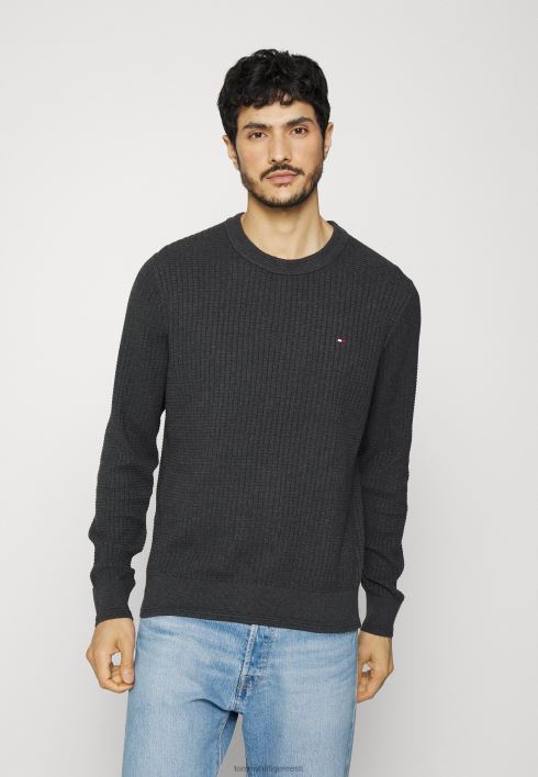 võrgustruktuuri meeskonnakaelusega hüppaja RJV627804 tumehall kanarbik Tommy Hilfiger