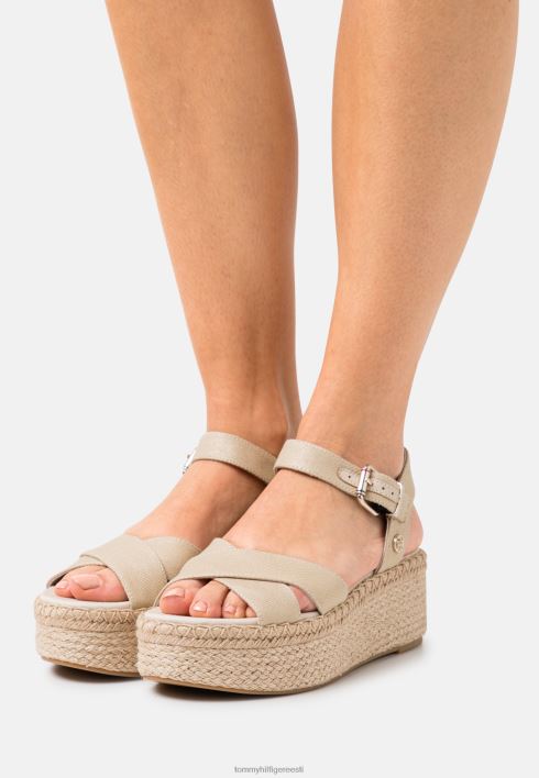 läikiva puudutusega tasapinnalised kiilu espadrillid RJV625529 hele kuldne Tommy Hilfiger
