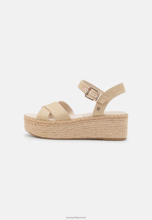 läikiva puudutusega tasapinnalised kiilu espadrillid RJV625529 hele kuldne Tommy Hilfiger