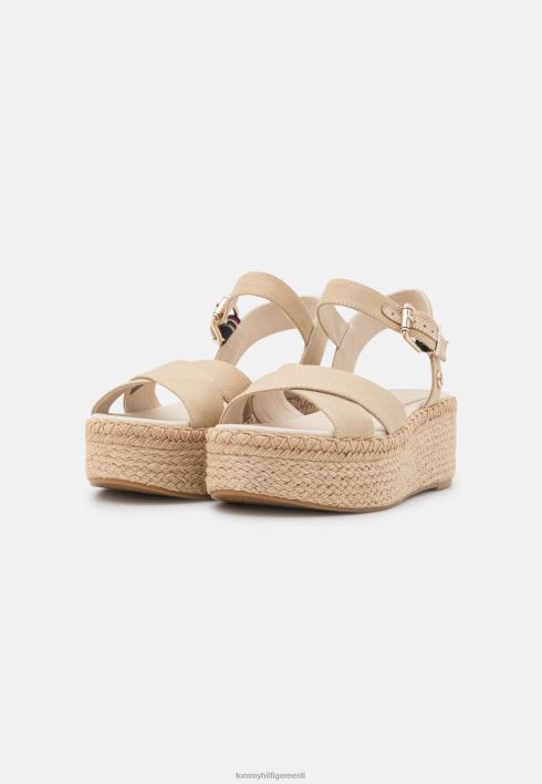 läikiva puudutusega tasapinnalised kiilu espadrillid RJV625529 hele kuldne Tommy Hilfiger