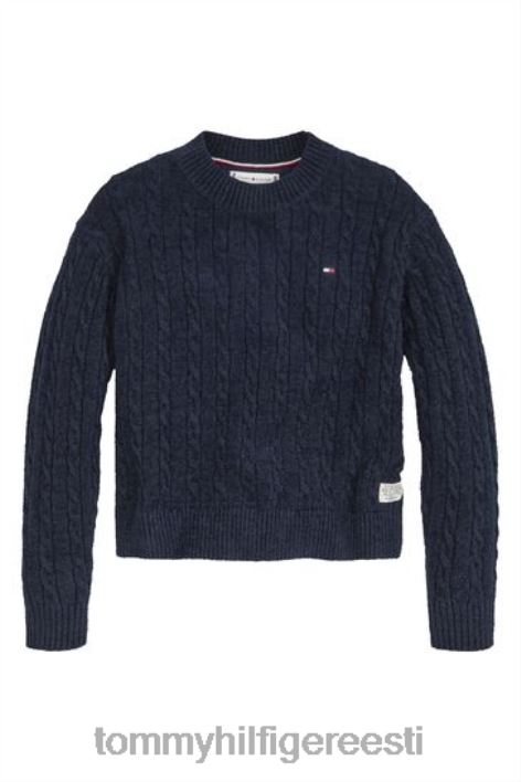 šenill-kaabliga kootud kampsun RJV623383 sinine Tommy Hilfiger