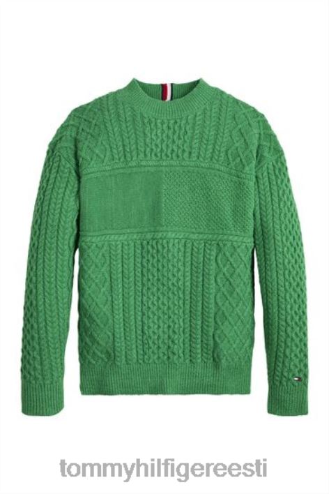 lipukaabliga kootud kampsun RJV623481 roheline Tommy Hilfiger