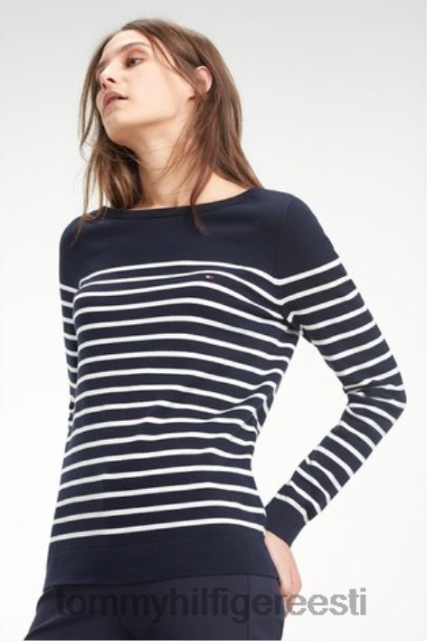 pärand paadikaelusega triibuline kampsun RJV622989 must Tommy Hilfiger