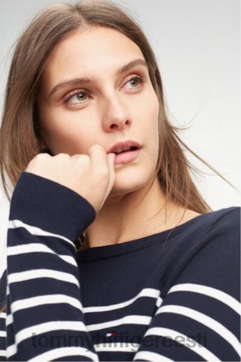 pärand paadikaelusega triibuline kampsun RJV622989 must Tommy Hilfiger