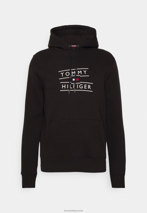 teipimine virnastatud logoga kapuutsiga unisex kapuuts RJV627369 must Tommy Hilfiger