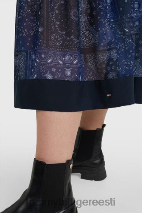 curve paisley midi flare kleit RJV623073 sinine Tommy Hilfiger