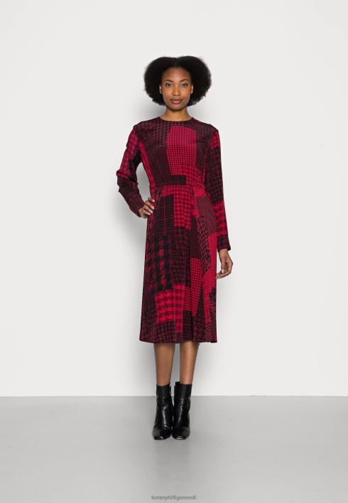 ikoon lapitehnikas midi kleit päevakleit RJV627869 punane Tommy Hilfiger