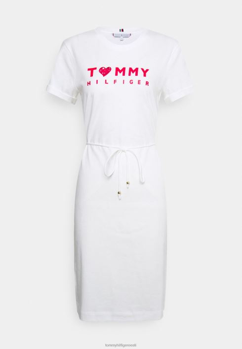 logoga lühike kleit jersey kleit RJV627851 ekru Tommy Hilfiger