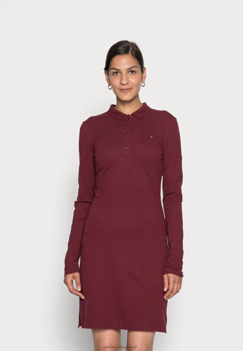 pikkade varrukatega õhuke päevakleit RJV627566 sügav rouge Tommy Hilfiger