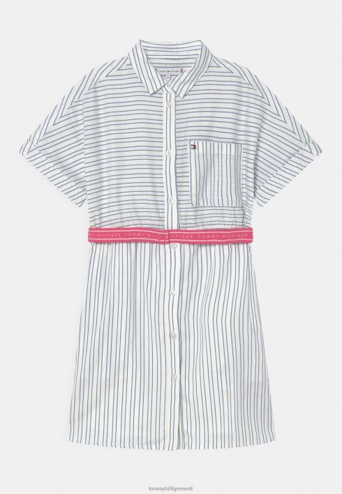 struktureeritud triibuline kleit-särk kleit RJV626447 iidne valge Tommy Hilfiger