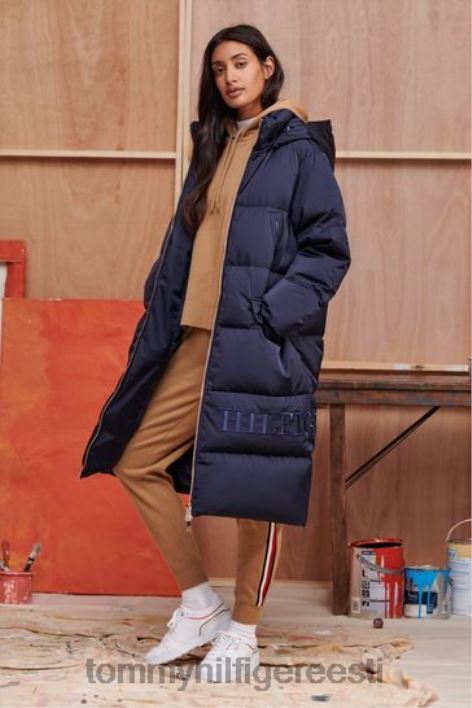 satiinist udusulgedest maxi mantel RJV622983 sinine Tommy Hilfiger