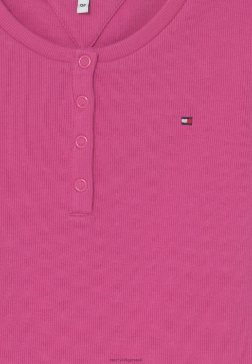 henley body pikkade varrukatega topp RJV628286 elav fuksia Tommy Hilfiger