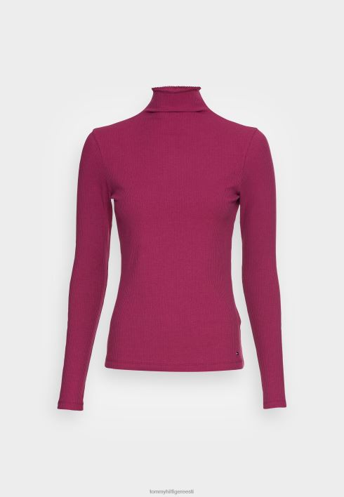 kõhn kõrgete pikkade varrukatega topp RJV624106 karmiinpunane rubiin Tommy Hilfiger