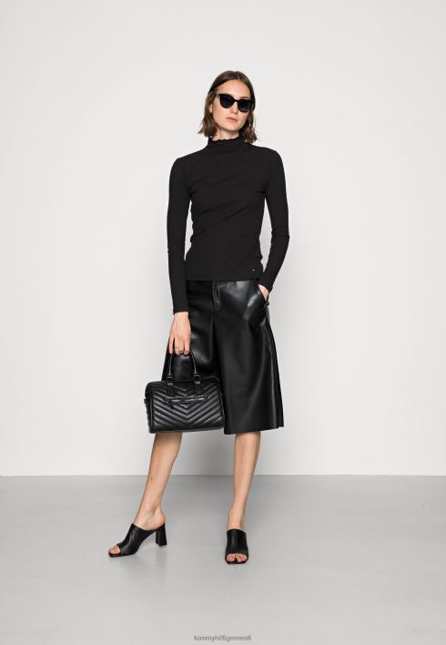 kõhn kõrgete pikkade varrukatega topp RJV627394 must Tommy Hilfiger