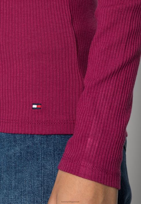 kõhn paadi pikkade varrukatega topp RJV627556 karmiinpunane rubiin Tommy Hilfiger