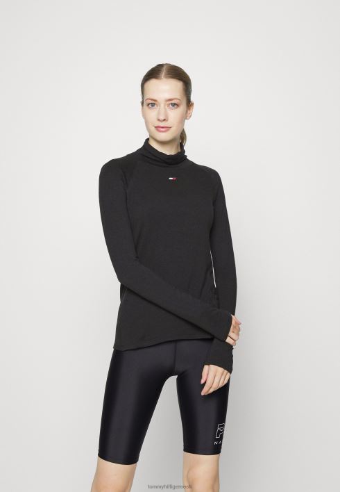 kõrge t-särk pikkade varrukatega RJV625419 must Tommy Hilfiger