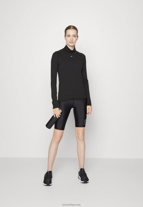 kõrge t-särk pikkade varrukatega RJV625419 must Tommy Hilfiger