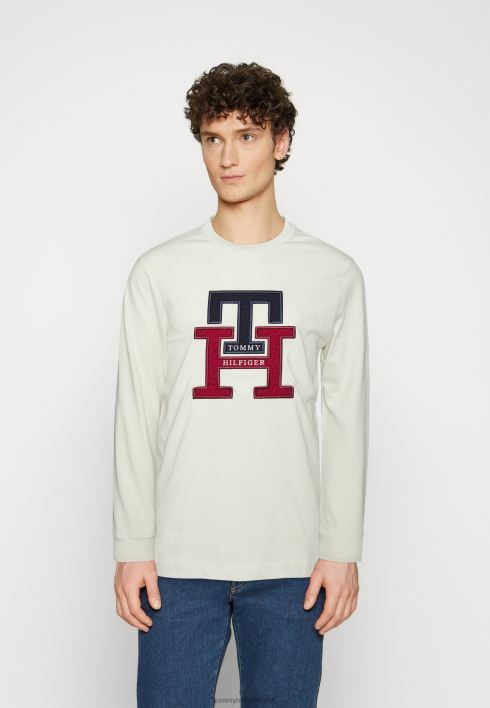 lux monogramm T-särk pikkade varrukatega RJV625783 elevandiluust Tommy Hilfiger