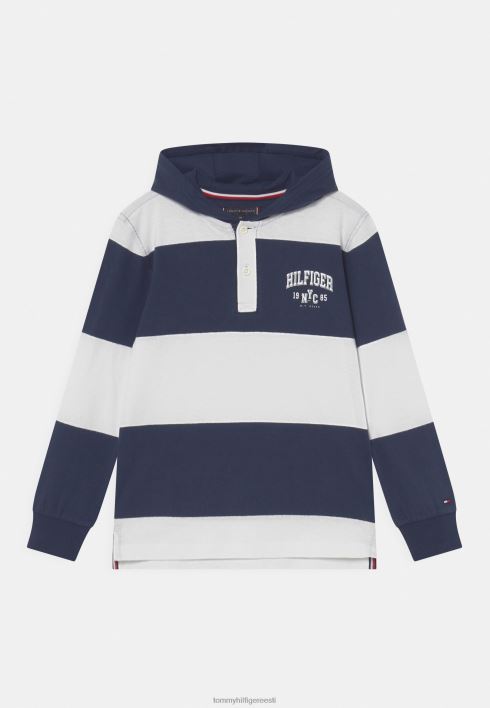 rugby triibuline kapuutsiga pikkade varrukatega topp RJV627888 tumesinine/valge Tommy Hilfiger