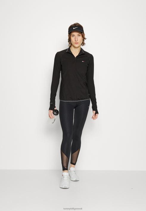 tavaline harjatud vahekiht pikkade varrukatega topp RJV628539 must Tommy Hilfiger