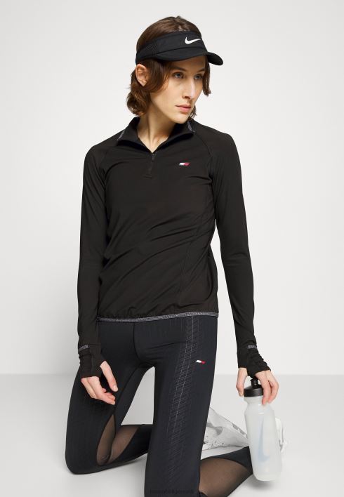 tavaline harjatud vahekiht pikkade varrukatega topp RJV628539 must Tommy Hilfiger