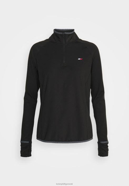 tavaline harjatud vahekiht pikkade varrukatega topp RJV628539 must Tommy Hilfiger