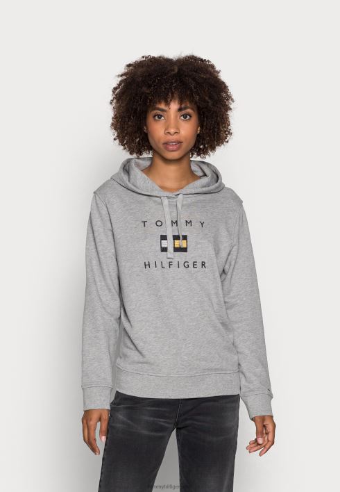 tavaline lurexi kapuutsiga pikkade varrukatega topp RJV627794 helehall kanarbik Tommy Hilfiger