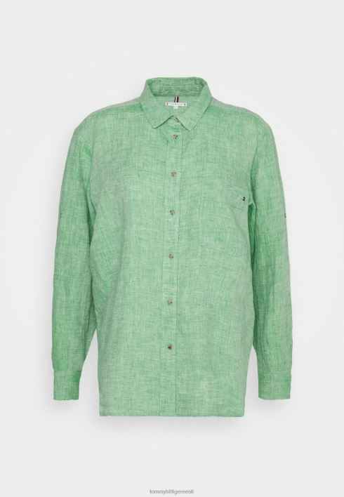 lõdvestunud pikk nööbiga pluus RJV628407 botaaniline roheline Tommy Hilfiger