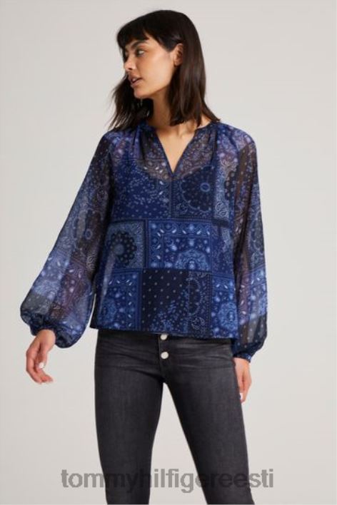 paisley v-kaelusega pluus RJV623348 sinine Tommy Hilfiger