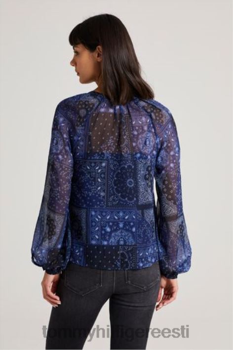 paisley v-kaelusega pluus RJV623348 sinine Tommy Hilfiger